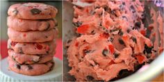 three different views of cookies and ice cream