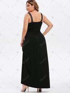 Noir Robe maxi à grande encolure plongeante décolleté plongeant 5X Maxi Evening Dress, Plus Size Dresses For Women, Dress Slip, Dresses Cheap, Maxi Slip Dress, Maxi Robes, Fashion Plus Size, Trendy Plus Size Clothing