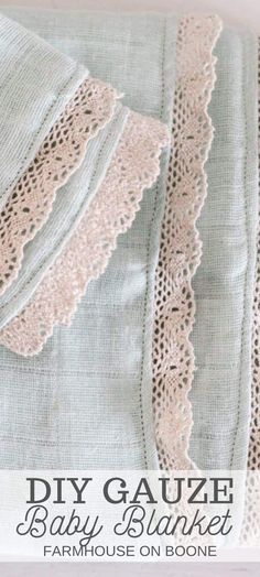 an image of a baby blanket with lace on it