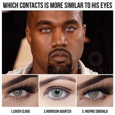 1, 2, or 3? @otakulens_official Which contact is similar to @kanyew.est eyes here? 👀 Go check our wide collection for more similar color of your favorite artist ✨ #contacts #dreamcolor #prettylenses Big Eye Contacts, Bigger Eyes, Color Contact Lenses, Coloured Contact Lenses, Dark Skin Men