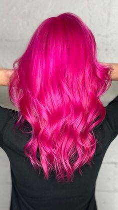 Pink fuchsia hair Seattle hairstylist Opal AF Fuchsia Pink Hair, Bright Pink Hair Color, Purple Fuschia Hair, Fuschia Hair Magenta, Fuschia Hair, Fuchsia Hair, Pink Hair Vibrant, Schwarzkopf Hair Color