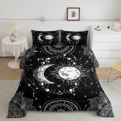 PRICES MAY VARY. 100% Microfiber Faric ✿✿ UNIQUE DESIGNS: We use the latest 3D printing technology to create truly exquisite designs for our comforters. Whether you’re looking for sleek minimalistic geometric shapes, vividly colored dream catchers, or animal inspired designs, you are guaranteed to find a unique bedding set! ✿✿ RANGE OF SIZES:Three sizes to meet any of your requirements.Twin Size (1x Comforter: 68"x90";1x Pillow Sham:20"*30"), Full Size (1xComforter 79"*90"; 2xPillow Shams 20"*30 Boho Bed Sheets, Duvet Cover Sets Bohemian, Moon Bedding, Black White Rooms, Galaxy Bedding, Boho Bedding Sets, Mandala Duvet Cover, Full Size Comforter, Pattern Bedding