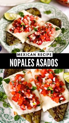 mexican recipe nopales asados on a plate