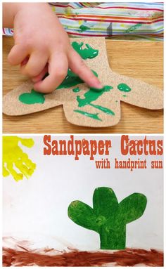 sandpaper cactus   Princesses, Pies, & Preschool Pizzazz: Western Roundup for Toddlers Wild West Dramatic Play, Handprint Sun