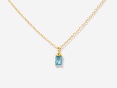 Baguette Blue Topaz December Birthstone Necklace | Little Sky Stone Light Blue Gemstone, 14k Gold Plated Jewelry, December Birthstone Necklace, Blue Topaz Necklace, Topaz Necklace, Blue Topaz Stone, Topaz Stone, December Birthstone, Cute Necklace