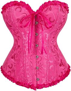 90% Polyester, 5% Spandex, 5% Cotton Bustier Lingerie, Pink Corset, Floral Rosa, Corset Bustier, Overbust Corset, Lace Bustier, Drag Queens, Rosa Pink, Halloween Party Costumes