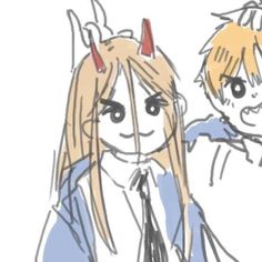 two anime characters with horns on their heads