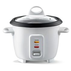 an electric rice cooker with the lid open and buttons on it's side