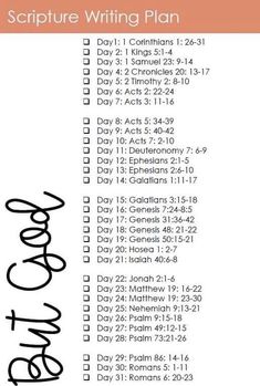 the bible's writing plan with handwritten words