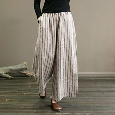 Striped Wide Leg Trousers, Trousers Pattern, Linen Pant, Cotton Linen Pants, Striped Wide Leg Pants, Wide Trousers, Casual Wide Leg Pants, Linen Casual, Linnet