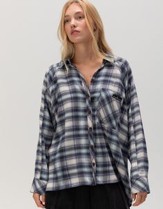 Bdg Urban Outfitters Brendon Flannel. Staple Flannel Shirt. Classic Printed Design Featuring A Spread Collar, Long Sleeves, Button-Through Fastening And A Single Chest Pocket. Finished With A Round Hem. 65% Rayon, 35% Polyester. Machine Wash. Imported. Model Is Wearing A Size Small. Model Measurements:height: 5'8" Bust: 32"waist: 25"hips: 35" Everyday Plaid Flannel Tops, Casual Flannel Button-up Top, Casual Cotton Flannel Shirt For Daywear, Plaid Flannel Top With Button Closure, Casual Flannel Button-up Shirt, Casual Button-up Flannel Shirt For Daywear, Womens Flannel, Wwe T Shirts, Flannel Sweatshirt