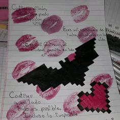 a piece of paper with lipstick drawn on it