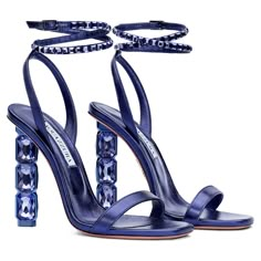 AQUAZZURA Aura sandal, Very Peri | Swarovski High Heeled Sandals, Purple Heels, Very Peri, Carrie Bradshaw, Mode Vintage, Ankle Straps