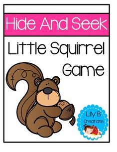 a poster with the words hide and seek in front of an image of a squirrel