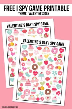 two valentine's day stickers with hearts, donuts and cupcakes