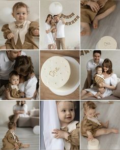 a collage of photos with babys and their parents