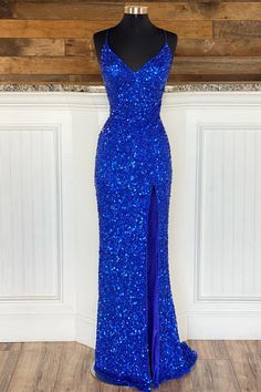 Straps Royal Blue Sequin Mermaid Long Formal Dress Royal Blue Mermaid Dress, Glitter Prom Dress, Classy Prom, Prom 2024, Royal Blue Lace, Blue Sequin Dress, Royal Blue Prom Dresses, Lace Formal Dress