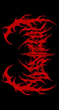 a black background with red flames in the shape of a dragon's head on it