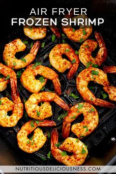 air fryer frozen shrimp is cooking on the grill