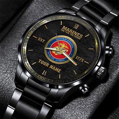 US Marine Corps Black Fashion Watch Custom Name, Military Watch, Military Style Watches, Watch For Soldiers – Excoolent Introducing our Black Stainless Steel Watch, a timeless accessory for the modern individual. Crafted with precision and sophistication, its sleek black stainless steel case and bracelet exude elegance. The minimalist dial design, coupled with luminous hands, ensures... Business Watch Accessories In Stainless Steel, Black Digital Watch With Wear-resistant Round Dial, Wear-resistant Black Digital Watch With Round Dial, Wear-resistant Stainless Steel Watch With Round Dial, Wear-resistant Stainless Steel Watch, Black Stainless Steel Watch Accessories With Analog Display, Black Digital Watch With Round Dial For Business, Black Digital Watch For Business With Round Dial, Black Digital Watch With Subdials