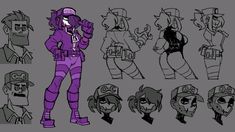 some cartoon character poses and expressions for the game, including an image of a man in purple