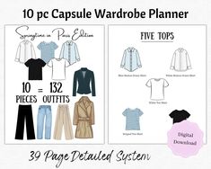 "Do you have a closet full of clothes and nothing to wear?  I've got you covered!  I will show you, IN DETAIL, EXACTLY how you can build 132 outfits with just 10 pieces of clothing.   Reduce your morning stress by having a closet full of clothes you love. Simplify your wardrobe management and know exactly what you have in your closet, so you get your money's worth. Be intentional with your purchases and curate the perfect classic wardrobe.  Showcase your classic style and create a wardrobe with Outfits Cool Weather, Packing List Minimalist, Capsule Wardrobe Planner, Chic Capsule Wardrobe, French Capsule Wardrobe, Wardrobe Planner, Travel Packing List, 60 Outfits