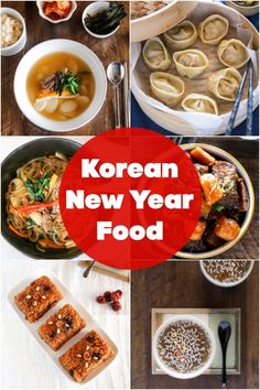 korean new year food collage with text overlay