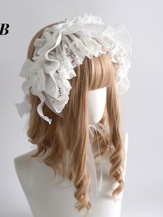 Enchanting White Sweet Lolita Headpiece: Crafted with soft cotton lace and intricate embroidered lace, this charming accessory features delightful bow embellishments on both sides.   The headband is secured with a fixed clip and a tie for adjustable wear. Available in two enchanting styles: Style B and Style C. White Hair Accessories With Decorative Bow For Summer, White Satin Bow Headband, White Decorative Bow Hair Accessories For Summer, Adjustable White Lace Hair Accessories, White Wedding Headband With Decorative Bow, White Bow Headband Hair Accessory, White Lace Headband For Party, White Lace Party Headband, Elegant Lace Hair Accessories With Matching Headband