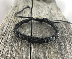 ~ Welcome to ShineGiftsOnline ~   - 100% Hand Made - Made with Waxed Cotton and Leather - Adjustable sizing - 100% Money Back Guarantee    This gorgeous Black Cotton and Leather Bracelet is a perfect piece to add some unique style to your collection! Whether you love the beach or just want to spice up your look this bracelet is an eye turner and will have friends and family jealous of your style! Product Description: Cotton and Leather Bracelet Black / Anklet Wristband / Mens Womens Kids / Surf Casual Black Braided Bracelets For Festival, Casual Black Braided Bracelet For Festivals, Black Adjustable Cord Bracelets For Festival, Black Adjustable Cord Bracelet For Festival, Black Adjustable Cord Bracelet For Festivals, Casual Black Wristband For Beach, Casual Black Wristband For The Beach, Handmade Black Wristband For Beach, Black Adjustable Cord Bracelets