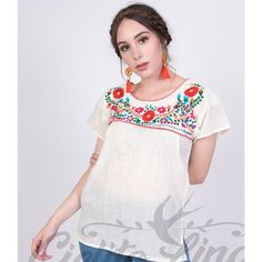 These Tops Are Mexican Party Ready! A Classic Style That Must Be In Every Closet. Perfect For Any Mexican Themed Fiesta! It Was Handmade In Puebla, Mexico With Lightweight Fresh Cotton Manta Fabric, It Is Slightly See-Through As You Can Appreciate In The Pictures. It Features Beautiful Floral Multicolor Embroidery, Made With Cotton Thread. Short Sleeves, Loose Fit. Every Top Is One Of A Kind. We Will Ship The Style Pictured, Black With Different Floral Patterns And Colors. If You Are Not In A Hu Festive Summer Blouse With Resham Embroidery, Casual Fitted Tops With Resham Embroidery, Spring Festive Embroidered Short Sleeve Top, Festive Spring Embroidered Top With Short Sleeves, Festive Embroidered Short Sleeve Top For Spring, Casual Blouse With Resham Embroidery, Multicolor Resham Embroidery Blouse For Summer, Summer Festive Embroidered Blouse, Summer Festive Blouse With Floral Embroidery