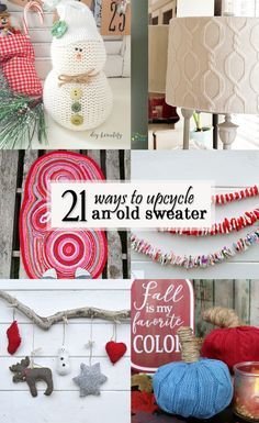 twelve ways to upcycle an old sweater and other items from the thrift store