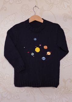 Intarsia - Solar System Chart - Childrens Sweater Knitting pattern by Instarsia Solar System Chart, Dog Jumper Knitting Pattern, Stars Crochet, Pixel Crochet Blanket, Crochet Tulip, Intarsia Knitting, Play On Words, Sweater Knitting Pattern, Jumper Knitting Pattern