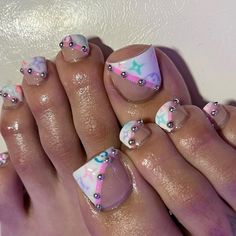 Cute Toenail Designs Easy, Cute Acrylic Toes, Toenail Colors, Toenail Art, Toenail Designs