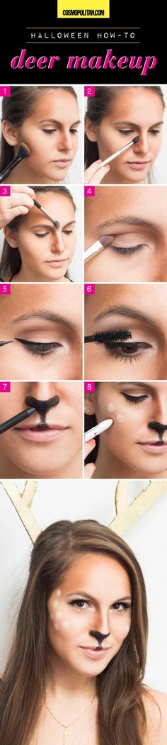 Halloween How-to: Deer Makeup Halloween Schminke, Deer Makeup, Halloween Make-up Looks, Deer Costume, Halloween Makeup Tutorial, Halloween Makeup Easy, Trendy Makeup, Halloween Makeup Looks, Halloween Make Up