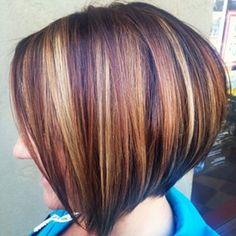 Red Lowlights, Red Bob Hair, Red And Blonde, Hairstyles For Ladies, Inverted Bob Hairstyles, Short Haircut Styles, A Bob, Short Bob Haircuts, Bob Hair