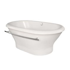 a white bath tub sitting on top of a white floor