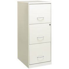 a white filing cabinet with three drawers