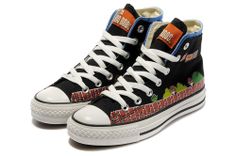 black Converse Cartoon, Cool High Tops, All Star Black, Cartoon Shoes, Shoes Cheap, Star Black, Mario Bros.