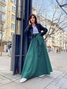 "Add some flair to your occasion wear with this charming dark green maxi skirt! This floor- sweeping style is made from 100% cotton! Partner yours with a black top and accessories for a dramatic ensemble! * Length: 105 cm/ 41 ⅓ inch, but can be made in your specific desire * Light, airy and wonderfully comfortable to wear * Due to the elastic waistband the skirt can be easily put on and taken off and fits perfectly * Handmade with love * Fast, safe and free shipping via FedEx /add your phone num Long Green Skirt For Fall, Green Lined Maxi Skirt For Fall, Green Pleated Maxi Skirt For Fall, Fall Green Lined Maxi Skirt, Green Cotton Maxi Skirt, Green Flowy Maxi Dress, Green Cotton Maxi Skirt With Relaxed Fit, Green Flowy Skirt For Fall, Green Cotton Full Maxi Skirt