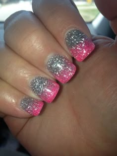 Nails 2014, Pink French Nails, Ombre Nails Glitter, Gray Nails, Christmas Nails Acrylic, Ideas Nails, Prom Nails