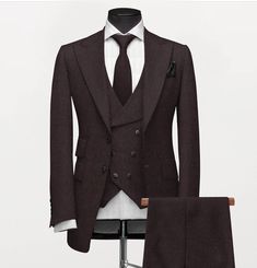 "Mens Tweed Suit  , men suits, men suits wedding, custom suits for men, suit for men, Business suit, slim fit suit, groom wear, sport suit, gift for men, brown suit, tweed suit, woollen suit COMPULSARY  PLEASE MEASURE YOUR CHEST AREA, CIRCUMFRENECE AROUND THE BROADEST PART OF CHEST AND WAIST AREA WHERE YOU NORMALLY WEAR YOUR TROUSER OR 4 FINGER BELOW THE BELLY BUTTON, AND PICK YOUR SIZE ACCORDINGLY  PLEASE PROVIDE YOUR HEIGHT AND WEIGHT IN THE PERSONALISATION BOX , WHILE PLACING THE ORDER PLEASE CHECK THE SIZE CHART BEFORE PLACING THE ORDER IN SIZE CHART , \"WAIST\" REFERS TO THE AREA WHERE YOU NORMALLY WEAR YOUR TROUSERS. This Elegant Fashion 3 piece suit With Matching Vest And Trousers for Men Is Perfect For every one Who Loves formal Suits. This Designer Suit will be Handcrafted Special Dapper Fitted Winter Suits, Tailored Three-piece Suit For Groom In Winter, Tailored Three-piece Winter Suit For Groom, Fitted Double Breasted Suit For Groom, Fitted Tweed Notch Lapel Jacket For Groom, Fitted Tweed Jacket With Notch Lapel For Groom, Winter Wedding Tailored Three-piece Suit For Groom, Dapper Three-piece Suit For Groom, Dapper Fitted Three-piece Suit With Suit Collar