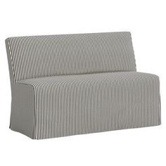 a black and white striped couch on a white background