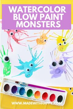 watercolor blow paint monsters with the title overlay