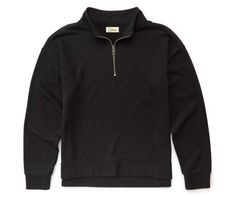 Black Half-zip Casual Sweatshirt, Black Half-zip Cotton Outerwear, Black Casual Half-zip Sweatshirt, Casual Black Half-zip Sweatshirt, Black Cotton Half-zip Outerwear, Fall Long Sleeve Sweatshirt With Ykk Zipper, Black Cotton Sweatshirt With Zipper Closure, Black Cotton Zipper Sweatshirt, Black Long Sleeve Sweatshirt With Ykk Zipper