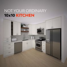 an image of a kitchen setting with the words not your ordinary 10x10 kitchen