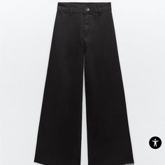 Slim Fit - Relaxed Leg - High Waist Zw Zara Woman Jeans High-Waisted Jeans With Back Patch Pockets. Unfinished Hem. Front Zip And Button Closure. Marine Straight Jeans, Wide Leg Pants Jeans, Elastic Jeans, High Rise Black Jeans, Woman Jeans, High Rise Denim Jeans, Flare Denim Jeans, High Waisted Mom Jeans, Button Fly Jeans