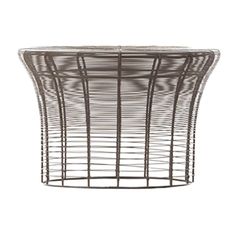 a metal wire basket is shown against a white background, with the top section visible