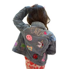 Customize this denim jacket with your name and patches; make it uniquely yours! Jacket comes with 5 patches of your choice and chosen name in with embroidered name. Patches will be randomly placed unless otherwise specified.  Here's what to do: 🏍Choose Your patches 🏍List the Name you would like LIST THE ABOVE IN THE NOTES TO SELLER BOX AT CHECKOUT!  Please message us.*Our current processing time for most items is 5-7 business days + shipping time. We are not responsible for USPS delays and can Customizable Denim Outerwear For Fall, Customizable Long Sleeve Denim Jacket, Customizable Long Sleeve Denim Outerwear, Customizable Cotton Fall Outerwear, Customizable Denim Jacket, Customizable Cotton Denim Jacket For Fall, Trendy Customizable Long Sleeve Denim Jacket, Customizable Cotton Long Sleeve Outerwear, Custom Embroidered Long Sleeve Denim Jacket