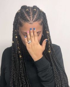 Feed In Braids Hairstyles, Long Box Braids, Makijaż Smokey Eye, 4c Hair