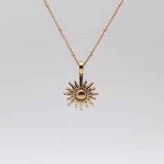 bundle Burning Love, Sun Necklace, Sun Pendant, Gold Sun, Beaded Chain, The Sun, 18k Gold, Everyday Wear, Gold Plate